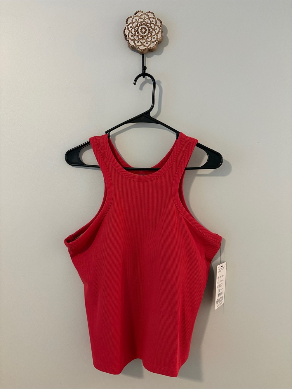MPG Poise High Neck Red Ribbed Racerback Tank Top